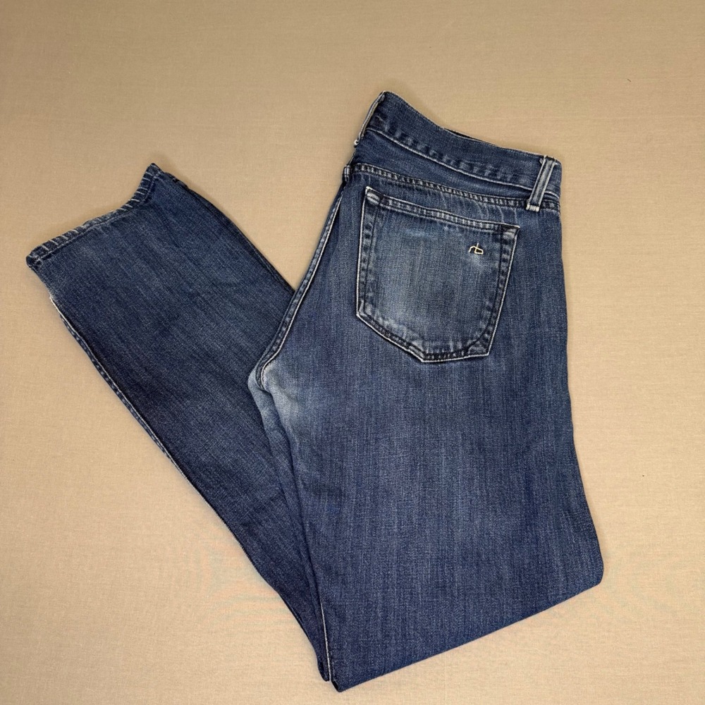 Rag & Bone Standard Issue Fit 3 Slim Straight Jeans Tonal Selvge Blue Mens 32